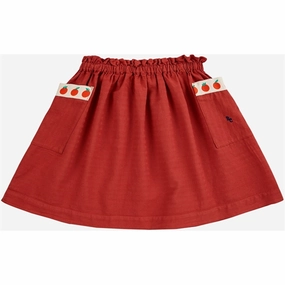 Seamless construction Bobo Choses Pockets Woven Skirt Knee Length Burgundy Red