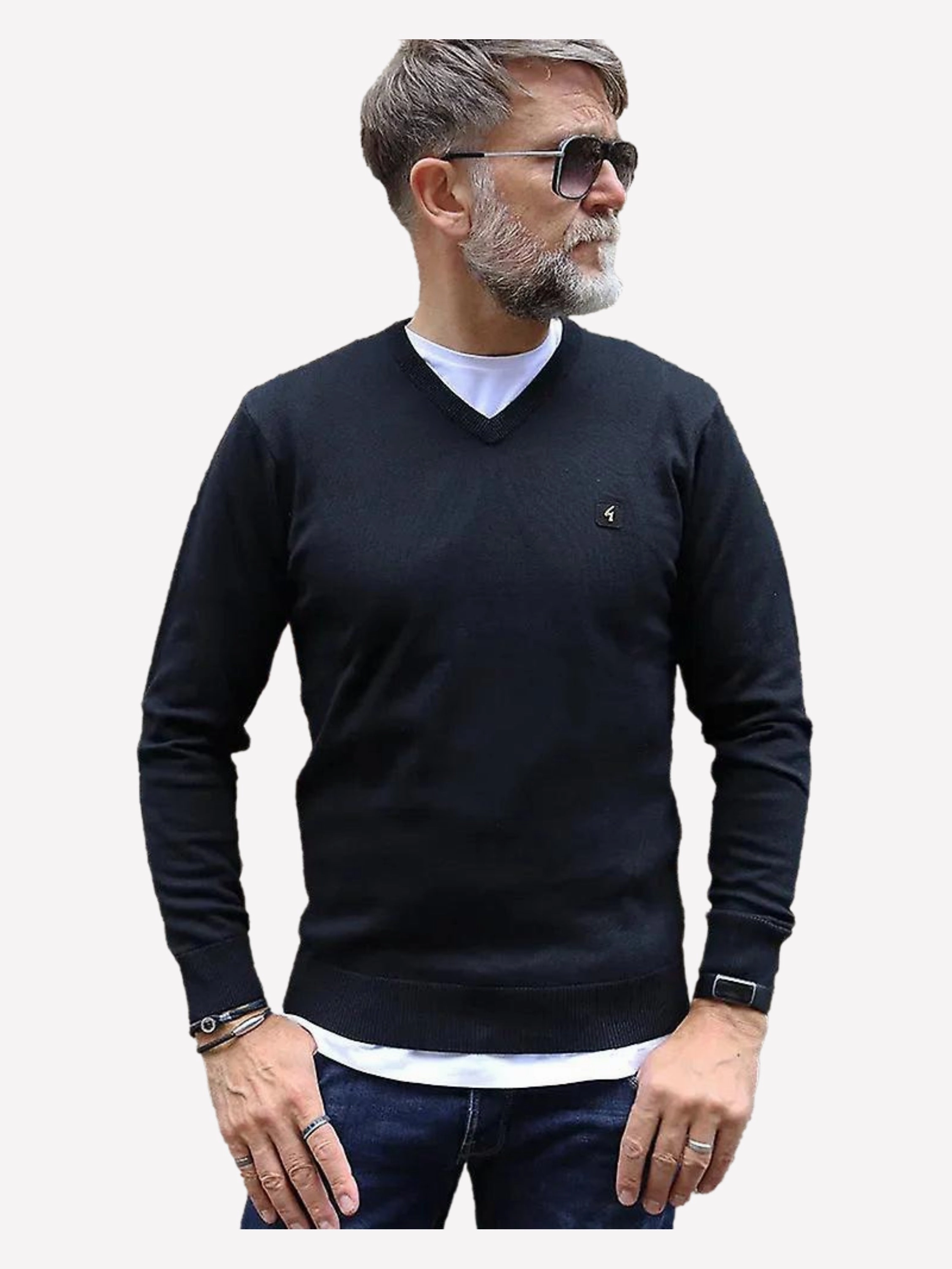 Gabicci | Knitted V-Neck Jumper Sweat Wicking Lining Daily Comfort