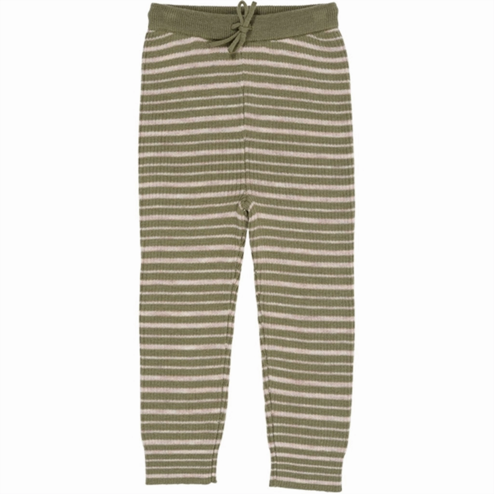 Lightweight Performance Fabric Breathable Comfort Copenhagen Colors Sage Green/Cream Comb Merino Classic Rib Leggings w. Drawstrings