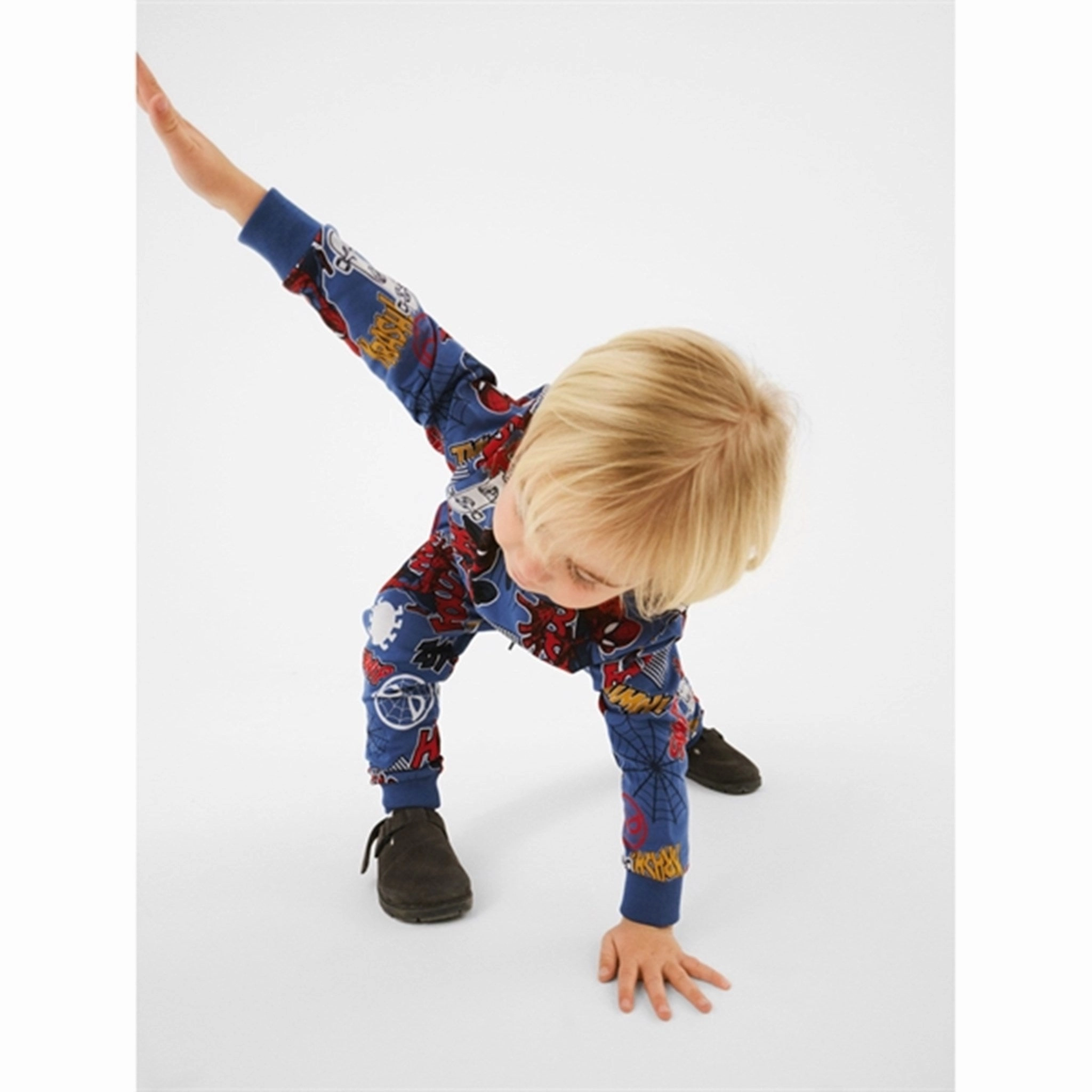 Name it Bijou Blue Octas Spiderman Sweatpants Zip-up front