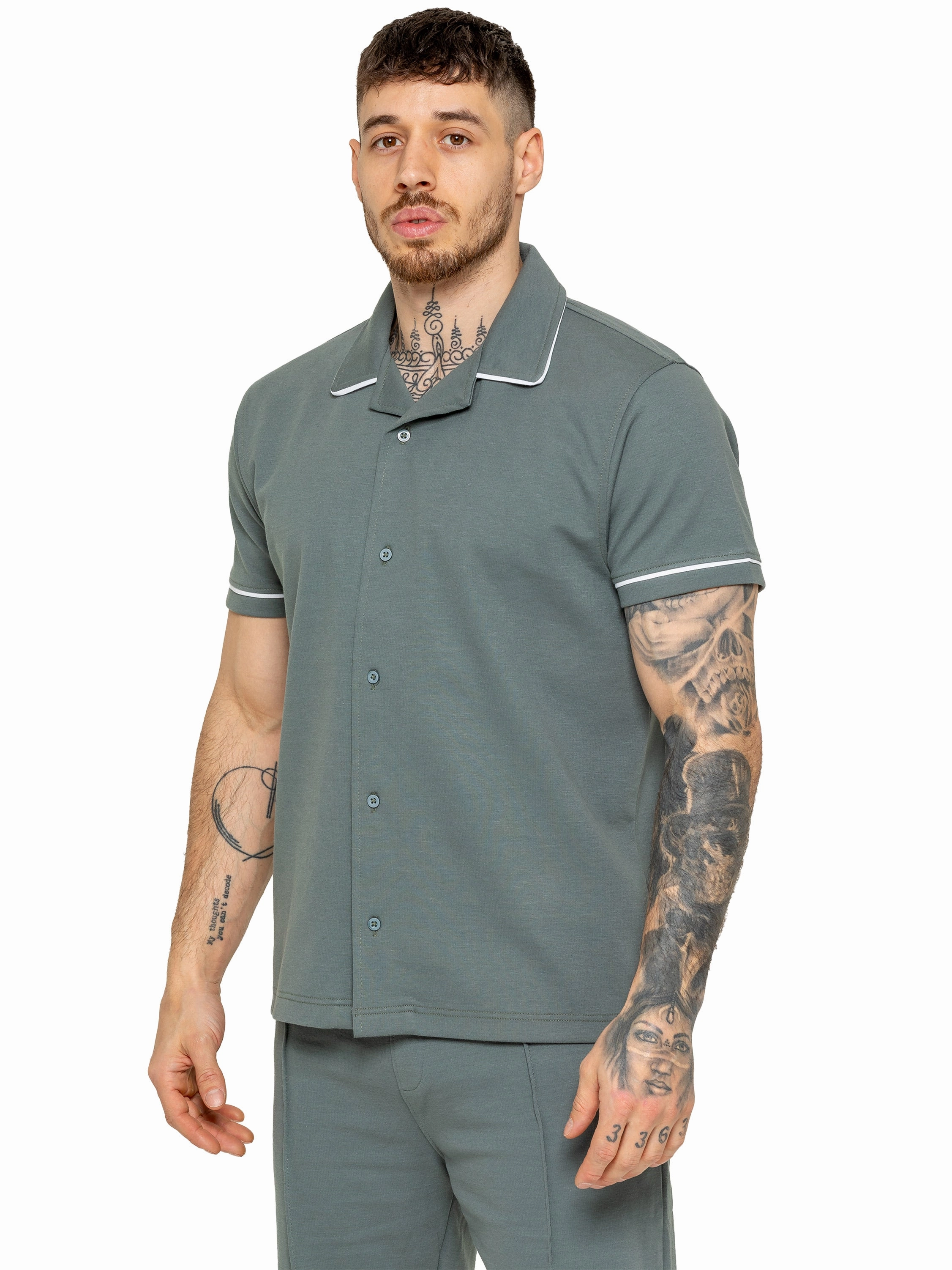 Advanced Moisture Management Enzo | Mens Short Sleeve Piping Shirt