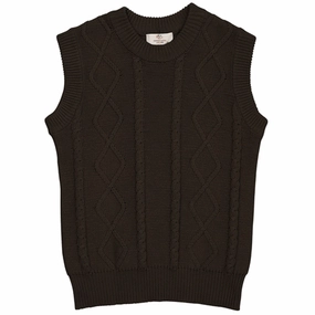 thought Copenhagen Colors Dark Brown Knitted Cable Vest