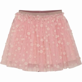 Minymo Pink Dogwood Skirt AOP Button Details