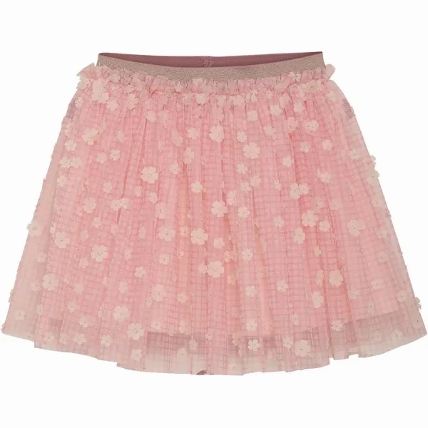 Minymo Pink Dogwood Skirt AOP Button Details