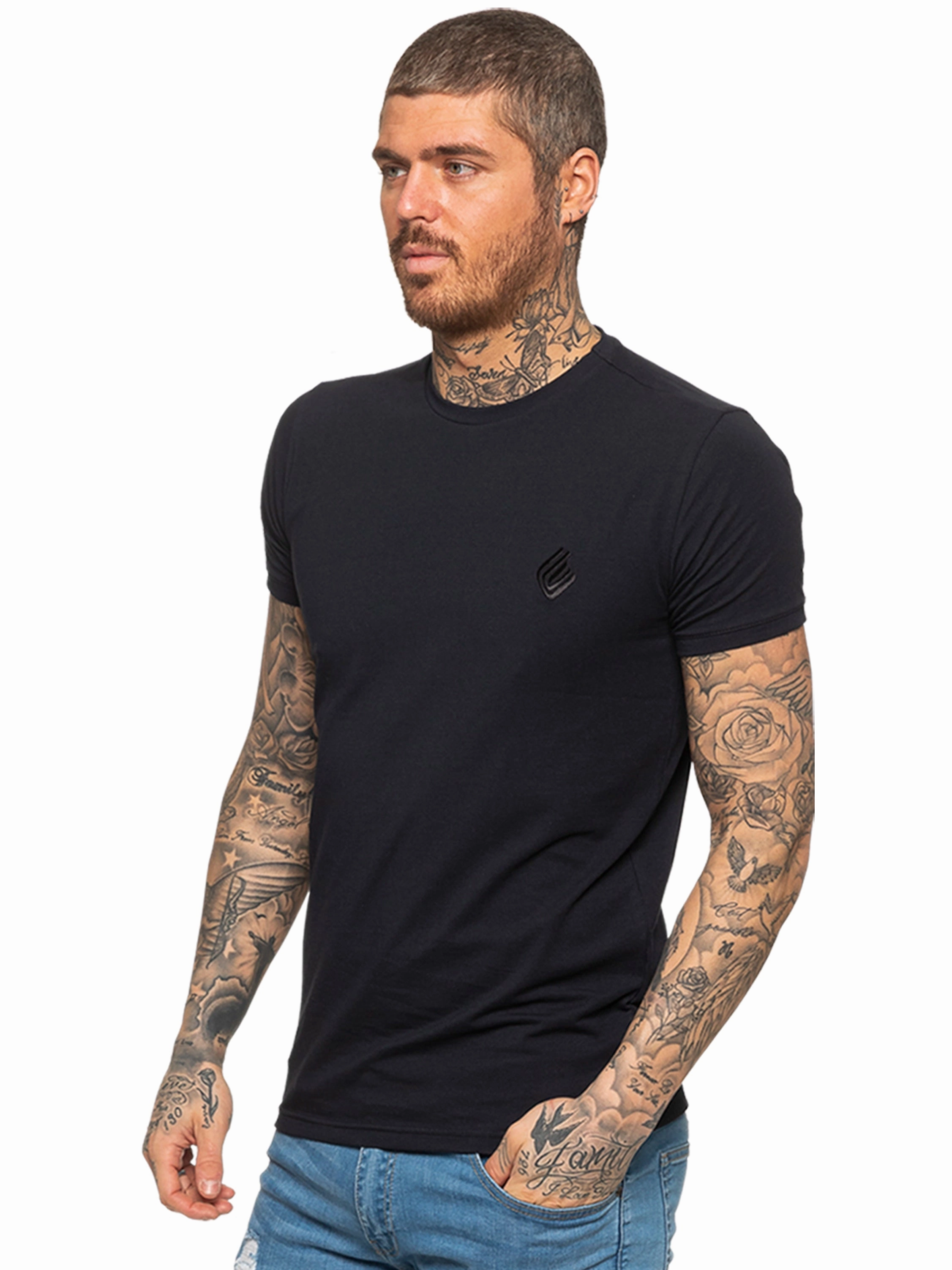 Enzo Mens Slim Fit Stretch Muscle T-Shirt layerable