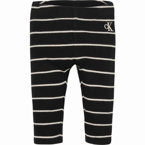 Calvin Klein Ck Black/ Whitecap Gray Stripe Striped Rib Legging Active Lifestyle Morning Jog