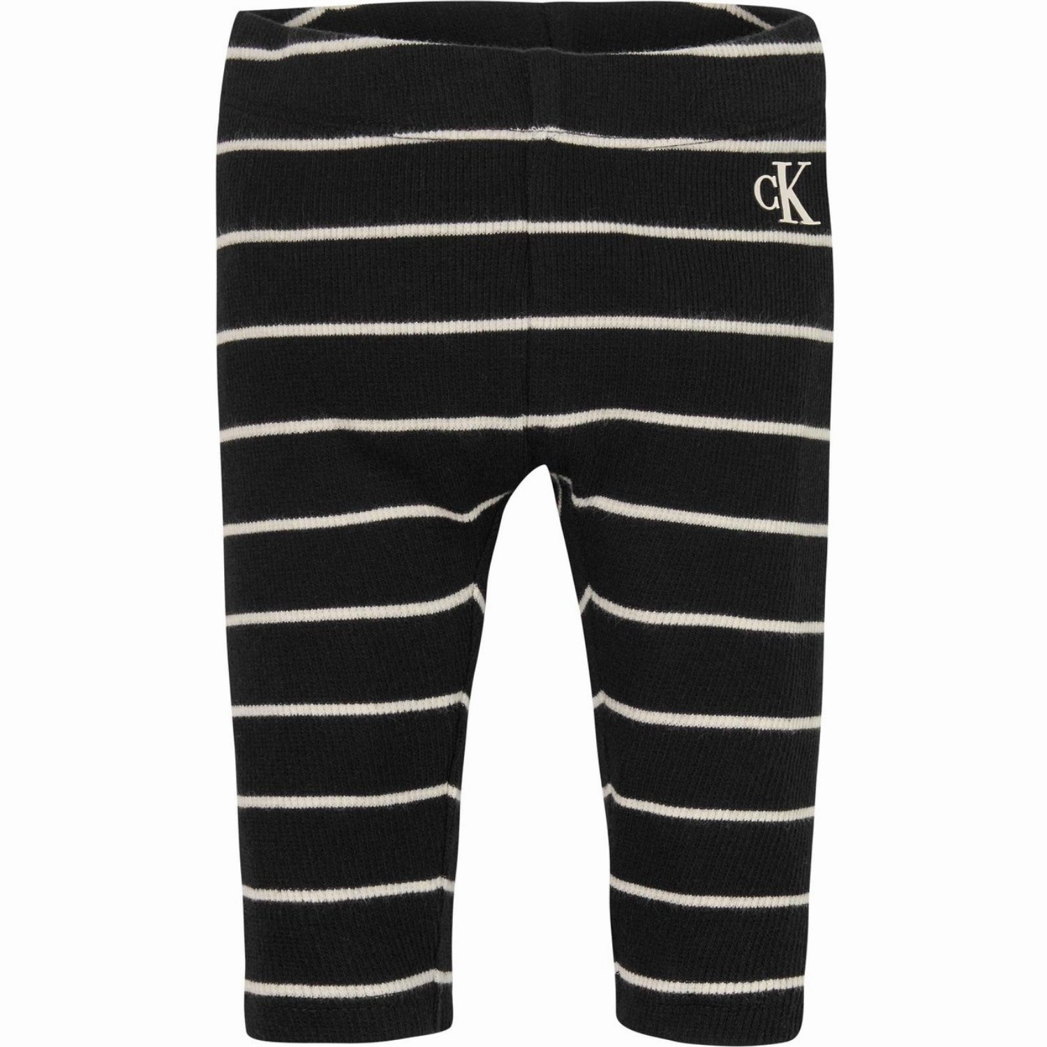 Calvin Klein Ck Black/ Whitecap Gray Stripe Striped Rib Legging Active Lifestyle Morning Jog