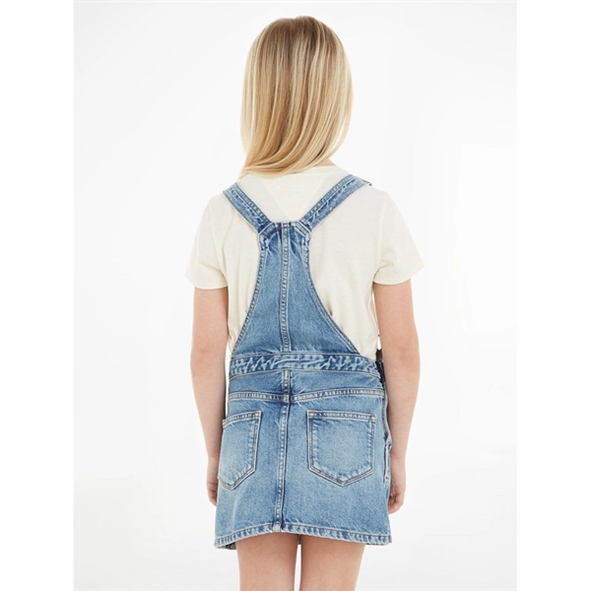 Calvin Klein Denim Workwear Dungaree Authentic Light Blue Structured Hemline
