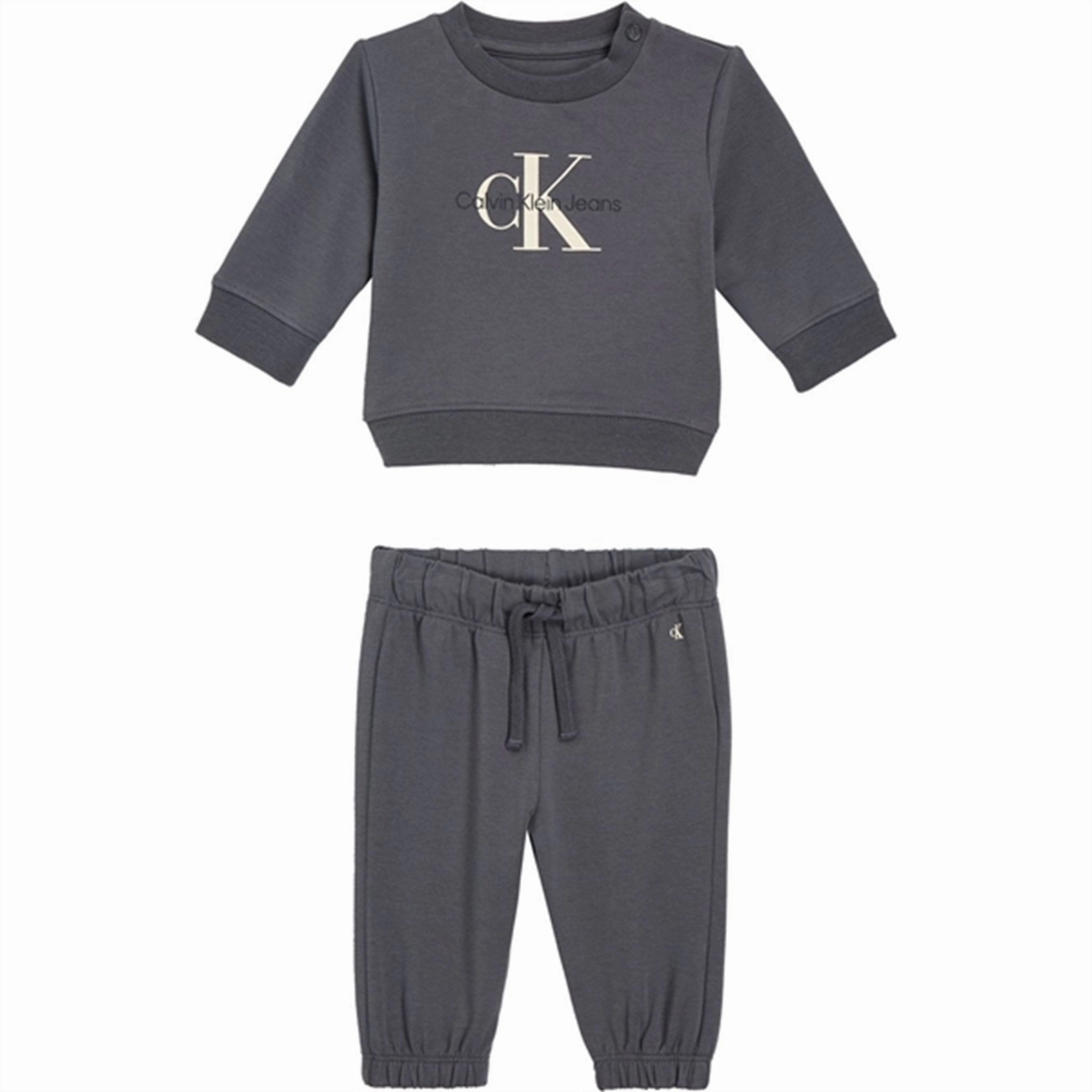 Calvin Klein Monogram Sweatshirt Set Dark Grey Kids' wear MoistureWicking