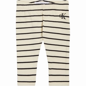 Calvin Klein Striped Leggings Black/ Vanilla Stripe City Walk Minimalist Style