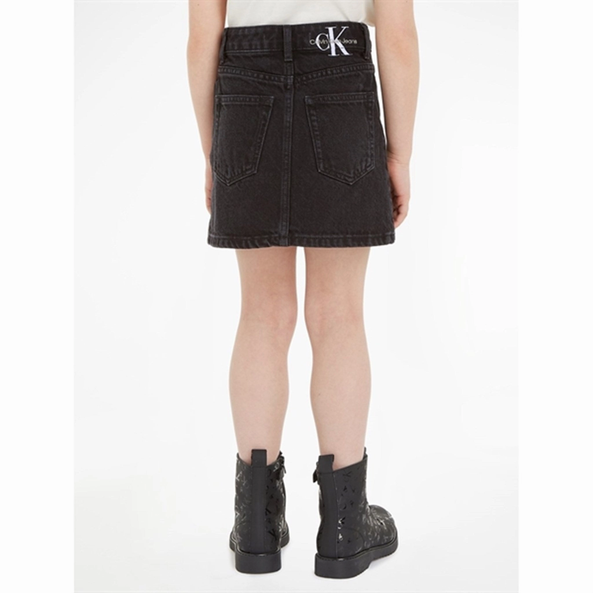 Ankle length Outfit Moodboard Calvin Klein Washed Black Denim Button Skirt Washed Black