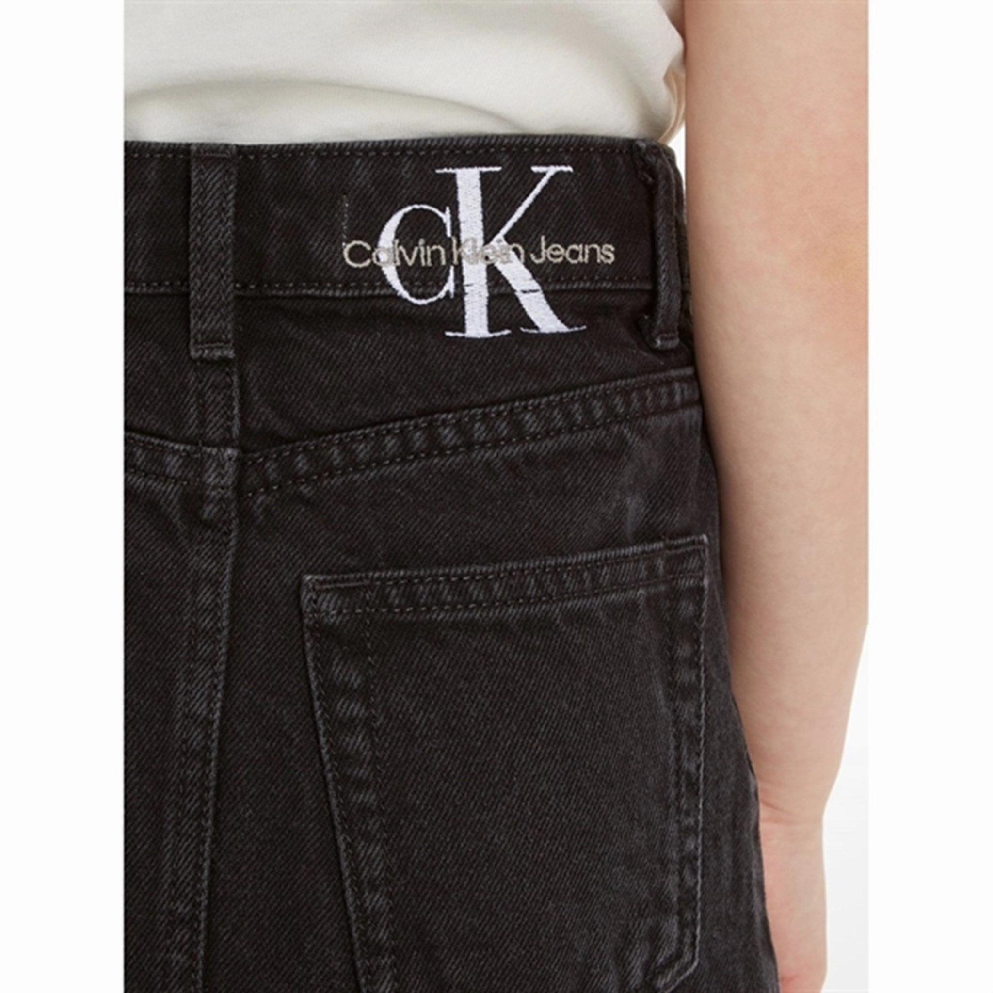 Calvin Klein Washed Black Denim Button Skirt Washed Black Chill Tones