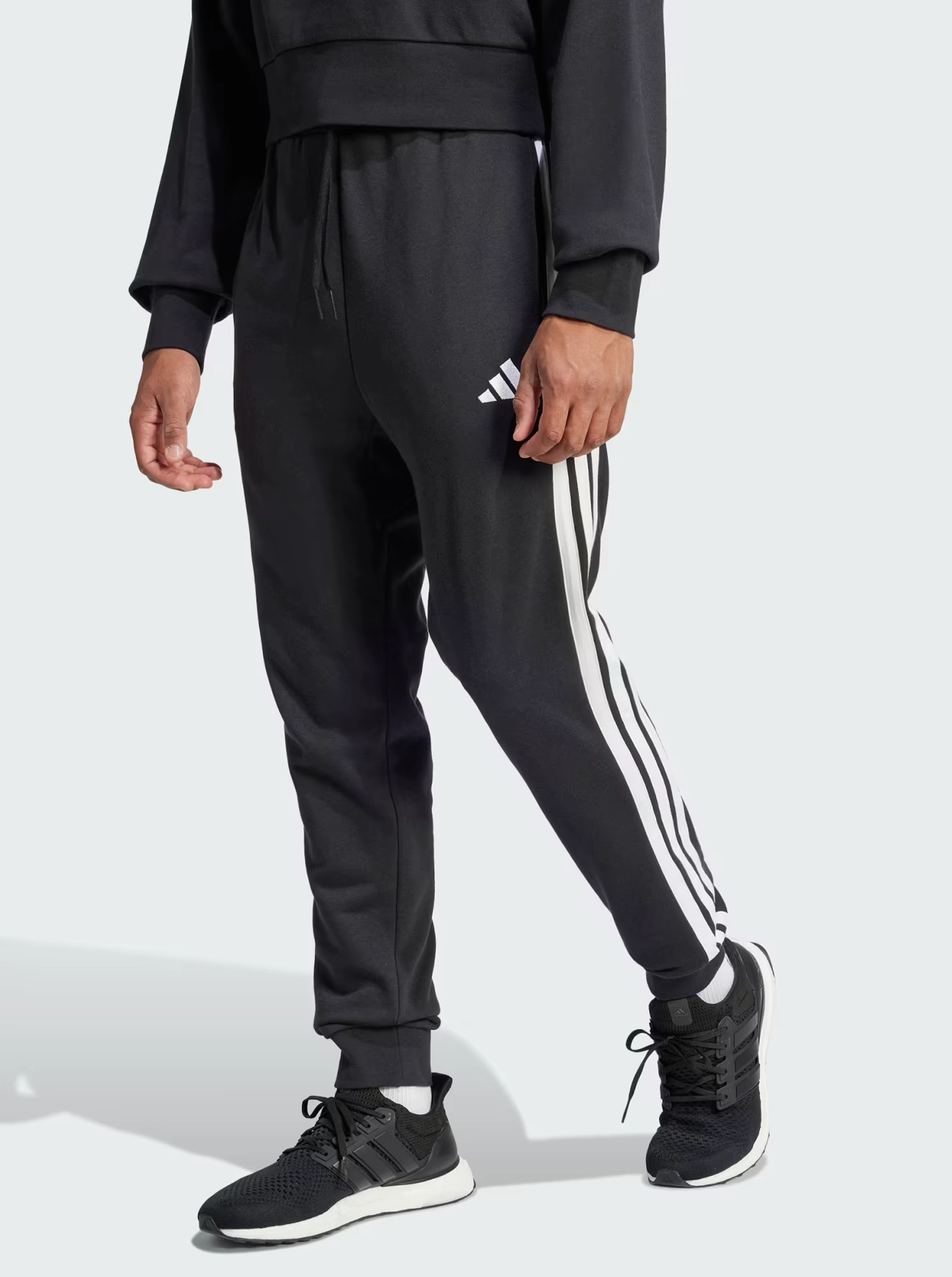 Transitional Style Easy Care Essential 3-Stripes French Terry Joggers
