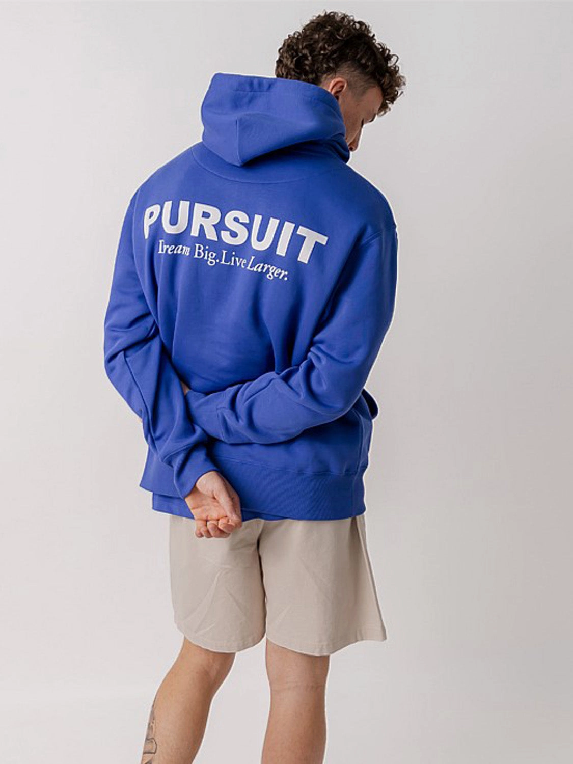 Textured Weave Simple Logo Heavyweight Pullover in Royal Blue