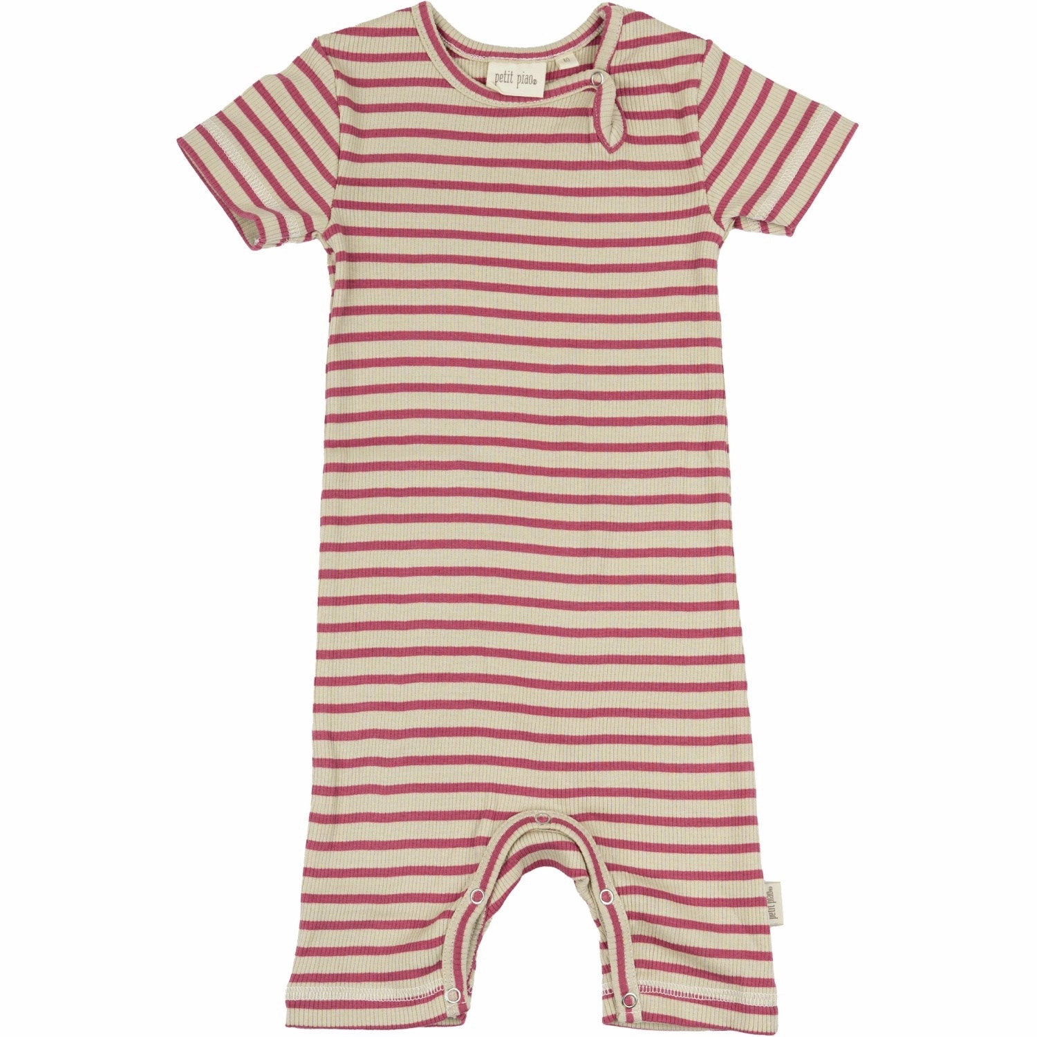 Sporty Elegant Running Teen Petit Piao Light Berry/Dark Off White Summer Romper S/S Modal Striped