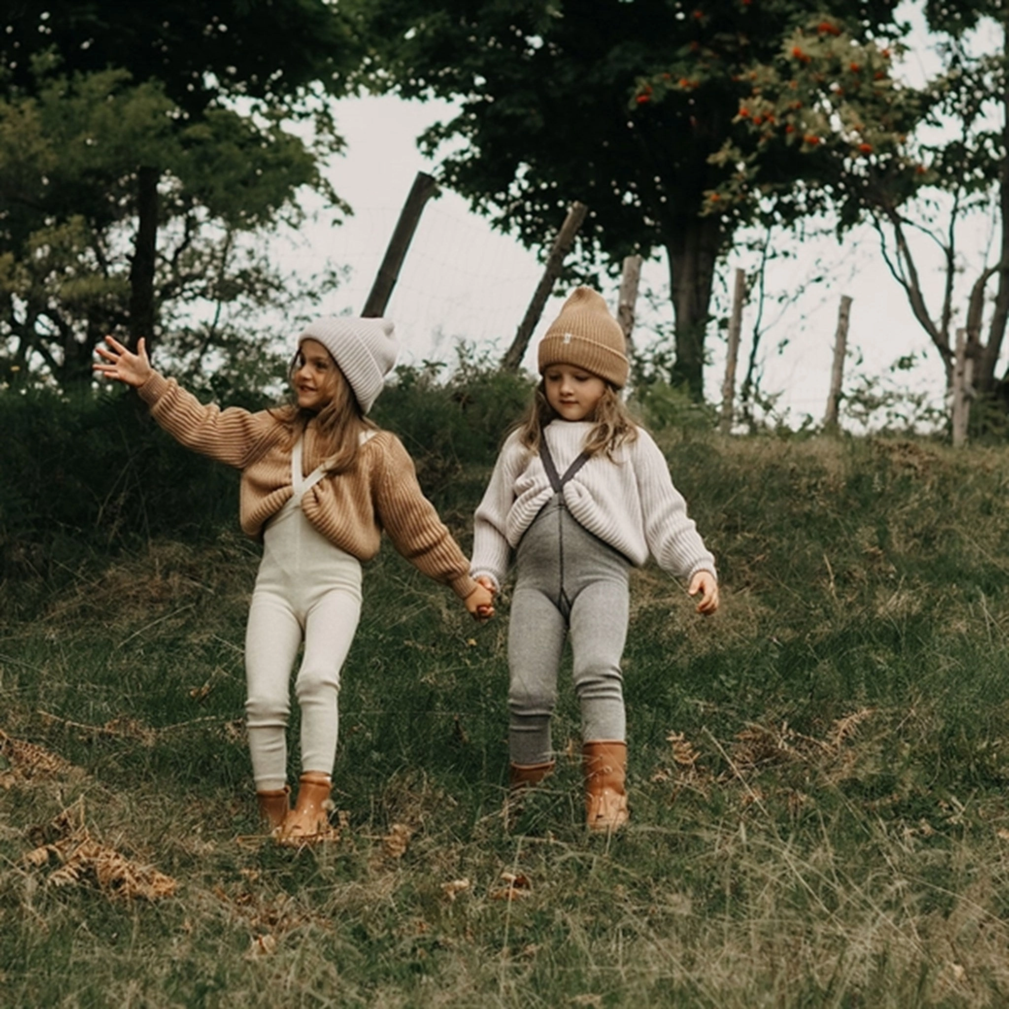 Silly Silas Wooly footless tights with braces Granite Grey Cool Season