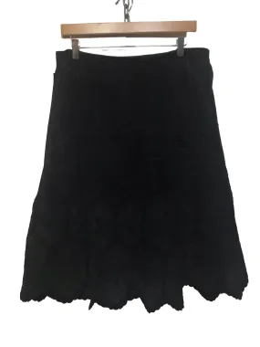 Slimming Effect Chine Collection Leather and Suede Skirt (Size L)