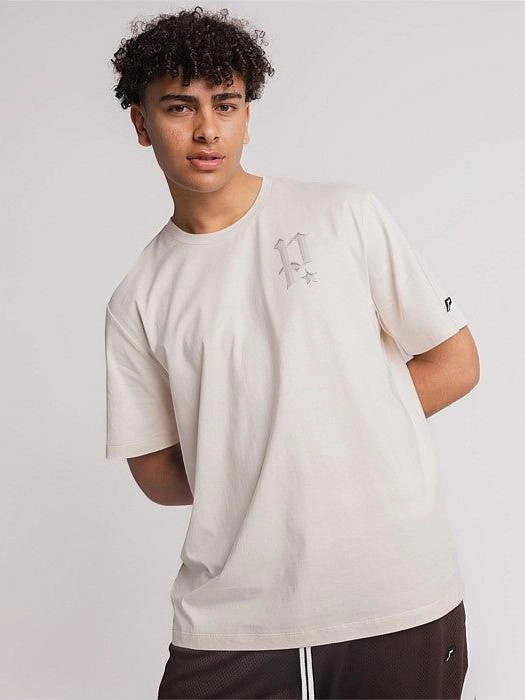 Chrome Track Tee in Off White Trendy Fabric Basic Comfort