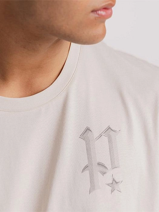 Chrome Track Tee in Off White NonRestrictive Cut Scoop neck