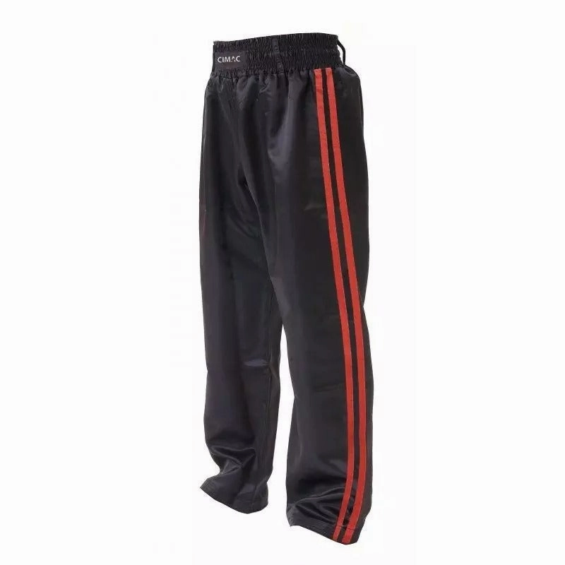Cimac Satin Kickboxing Trousers Pants Double Red Stripe Stretchable Design Comfortable fit