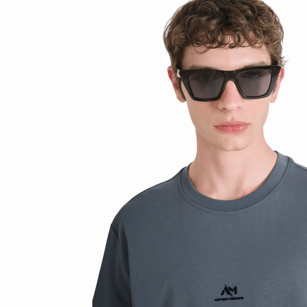 Easy Wear Look Casual Touch Antony Morato Rubber Flock Logo T-Shirt Men