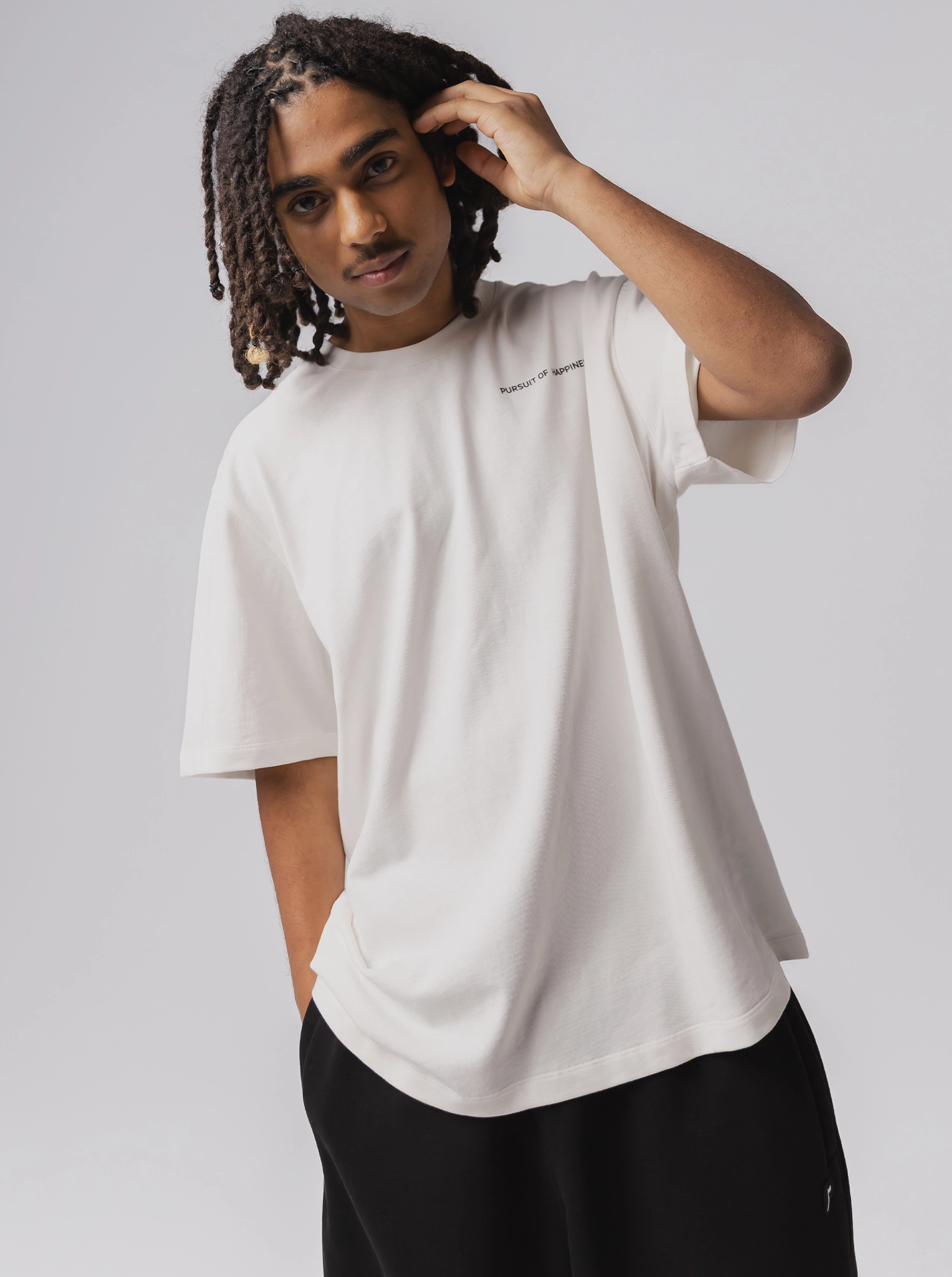 Stylish and Comfortable Summer Ready Classic Logo Heavyweight Track Tee in Off-White