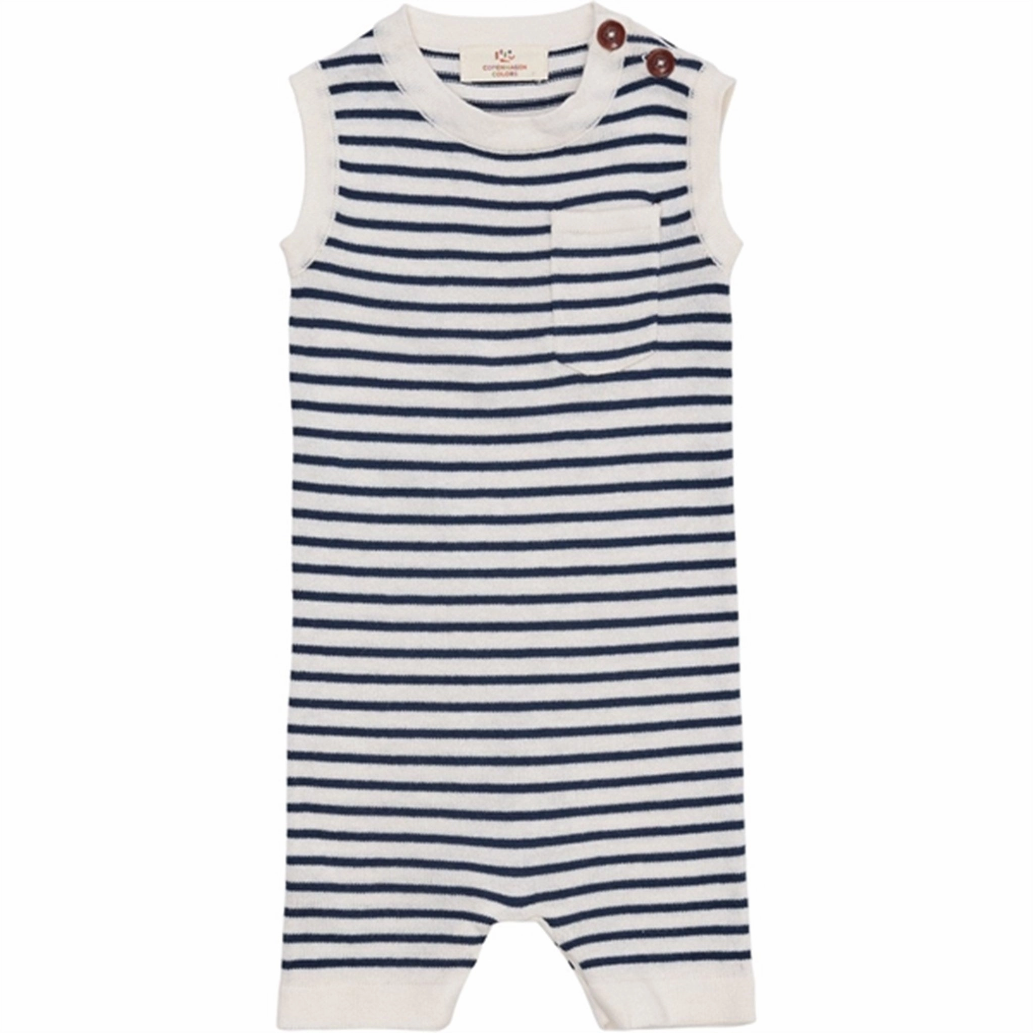 Copenhagen Colors Cream/Navy Comb. Strik Romper Stripe Lightweight Holiday