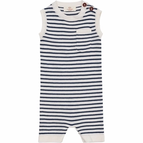 Copenhagen Colors Cream/Navy Comb. Strik Romper Stripe Lightweight Holiday