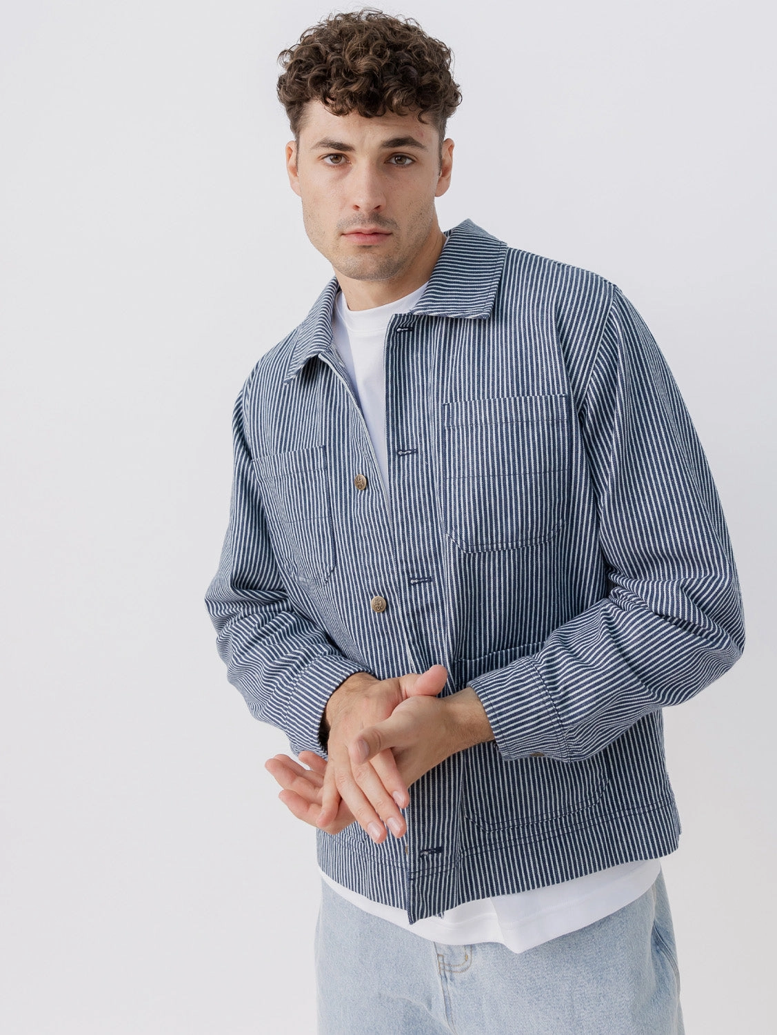 Sporty Mesh Backed Hood Striped Jacket