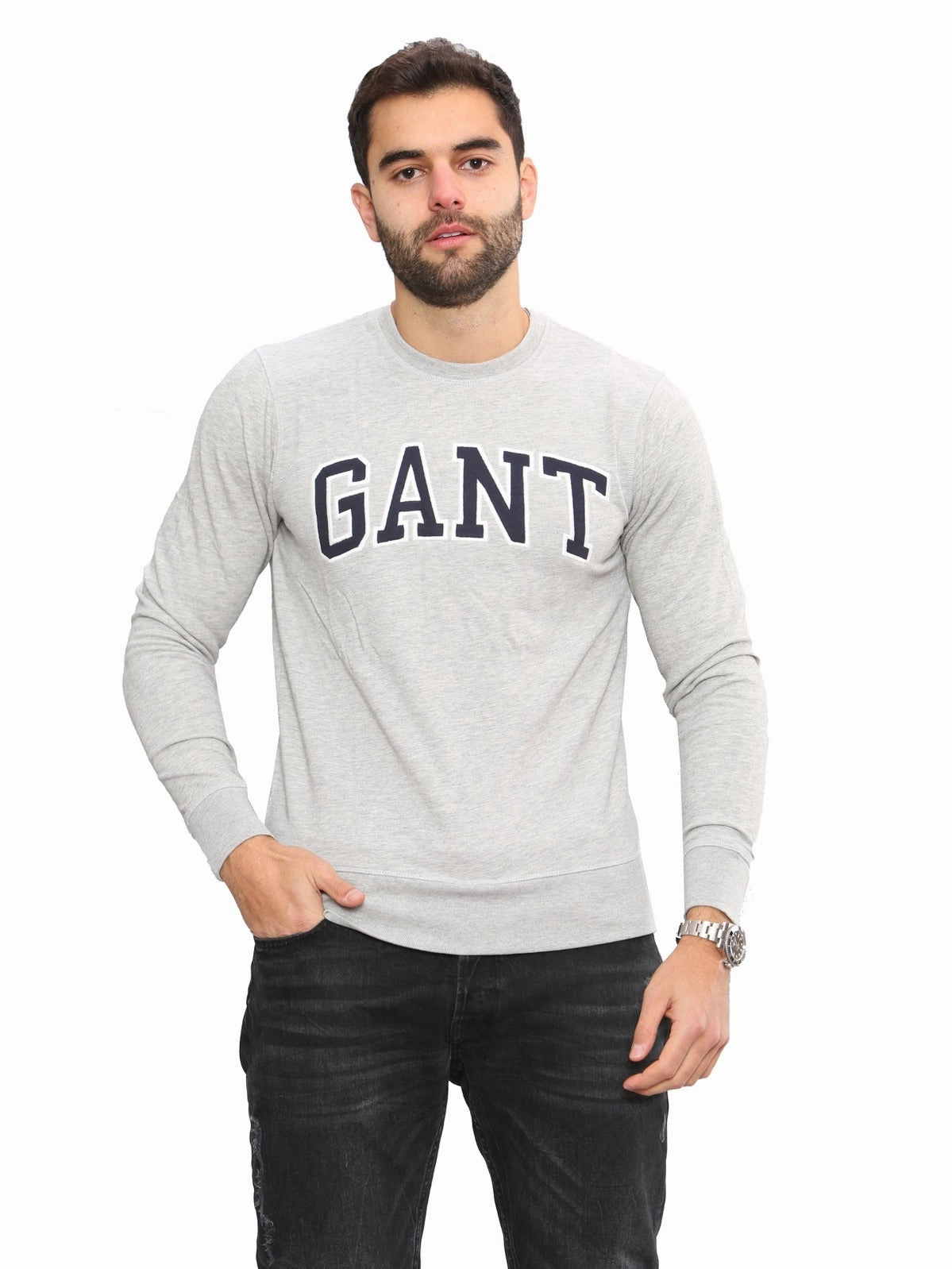 Gant Mens Long Sleeved Outlined Branded Sweatshirt Under Jacket Chill Style