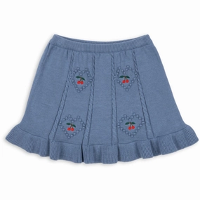 Cozy Outfit Comfy Wear Konges Sl?jd Country Blue Soleil Knit Skirt GOTS