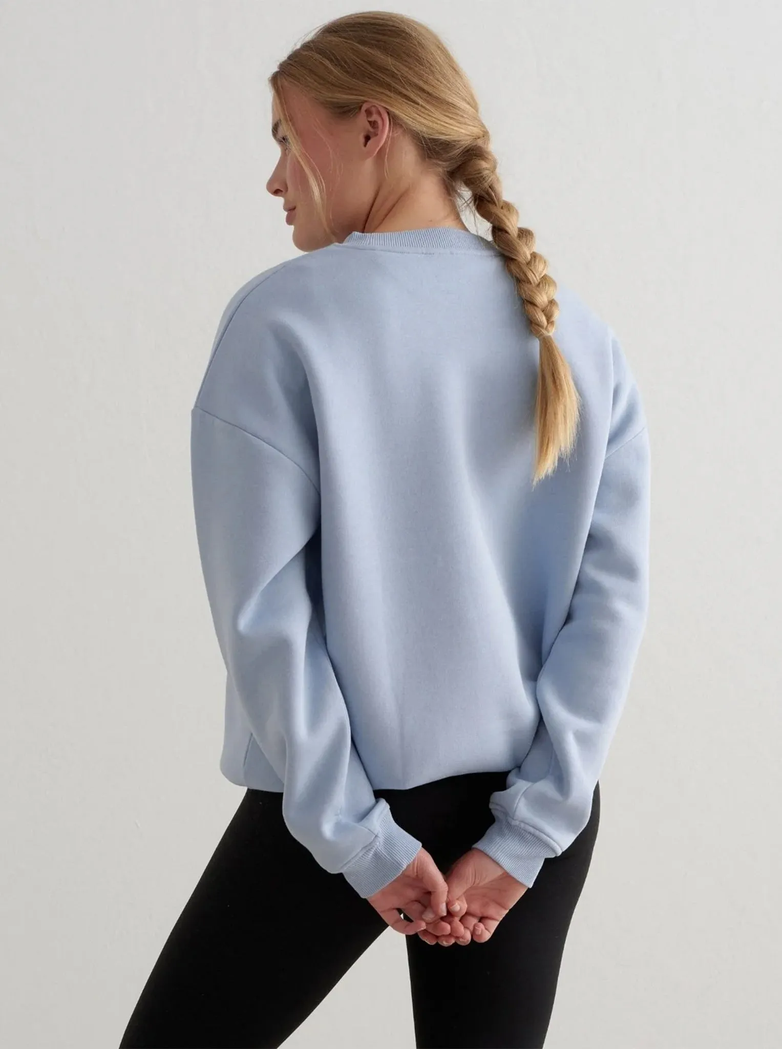 Cloudy Blue Serif Sweatshirt Functional Distressed Detailing