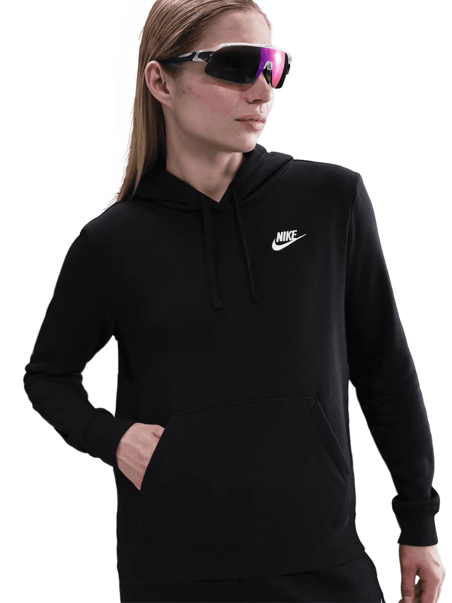 Club Fleece Pullover Hoodie Chiffon details Preppy Style
