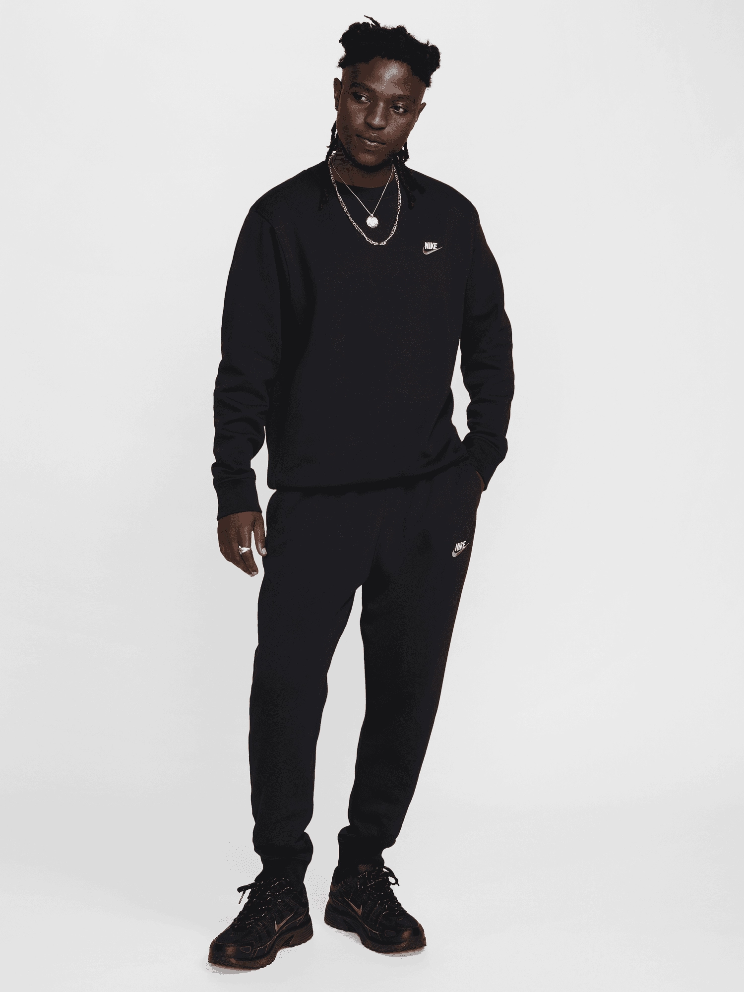 Layered Hood Design Club Fleece Crewneck Sweatshirt