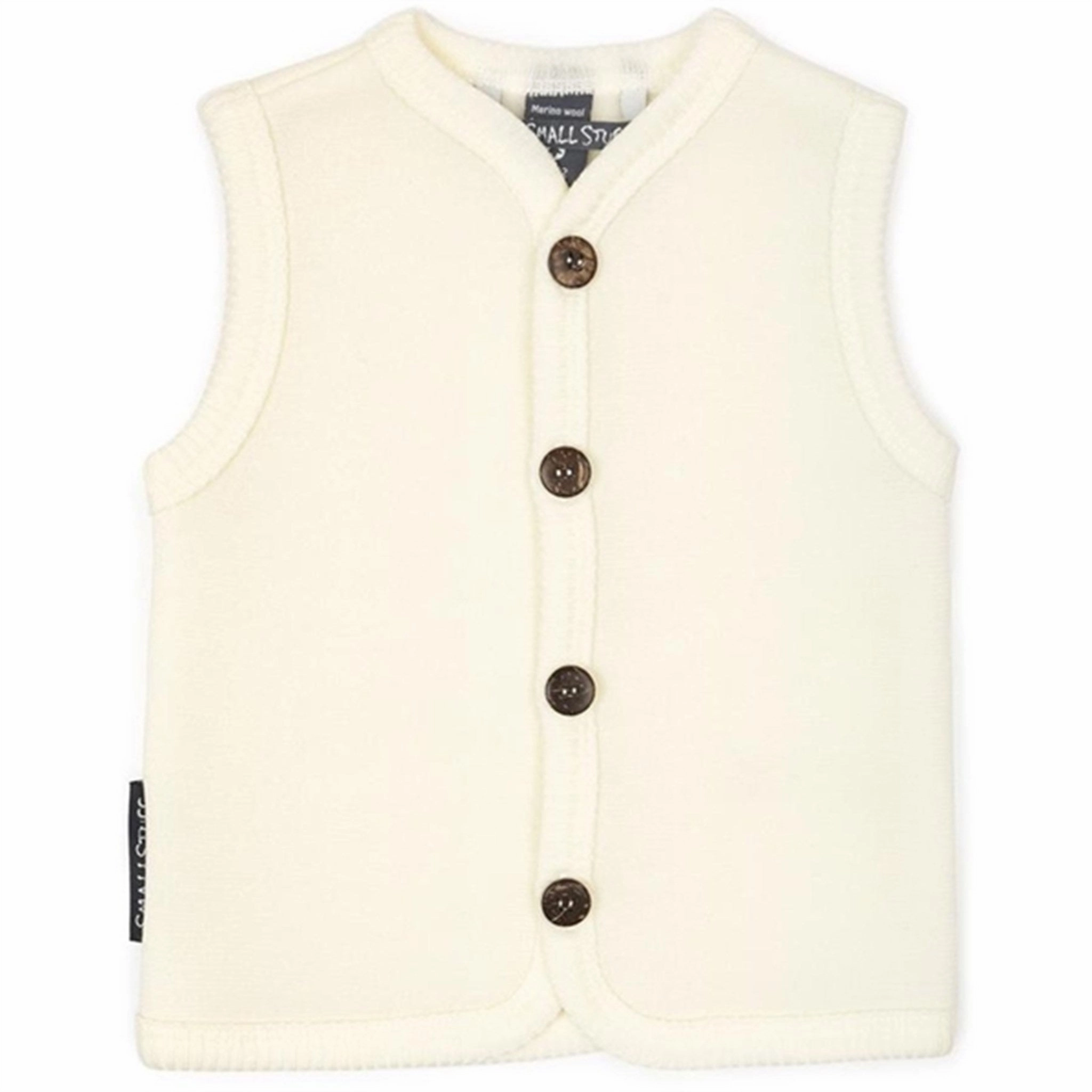 Smallstuff Wool Vest with Buttons Off White natural materials site