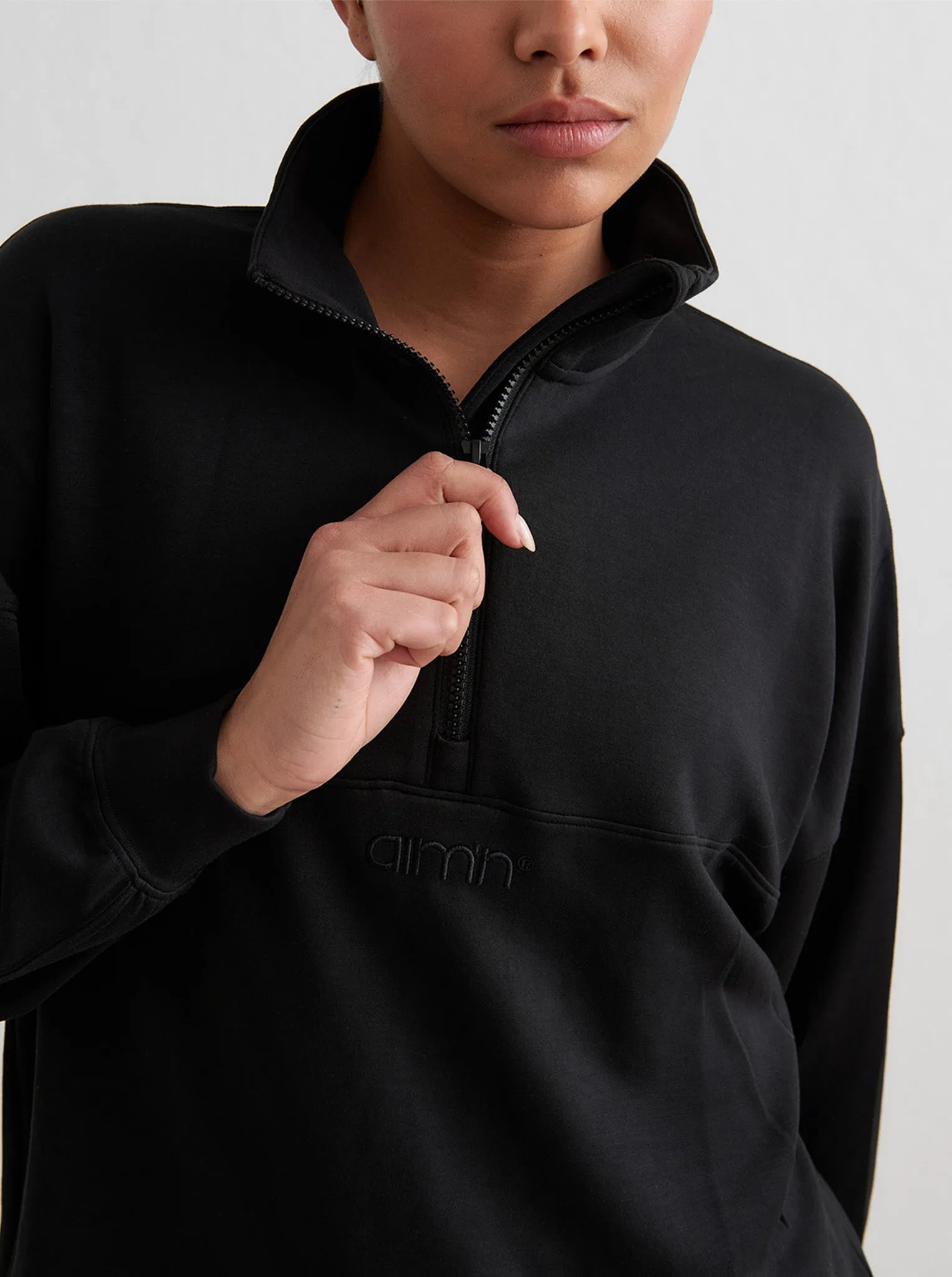 desert exploration High end feel Black Comfy Modal Half Zip