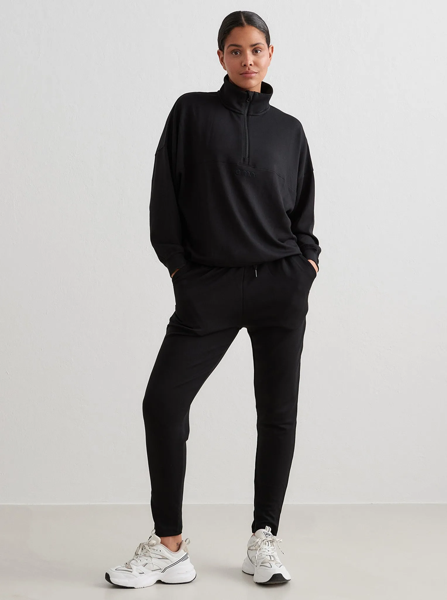 silk blend Black Comfy Modal Half Zip