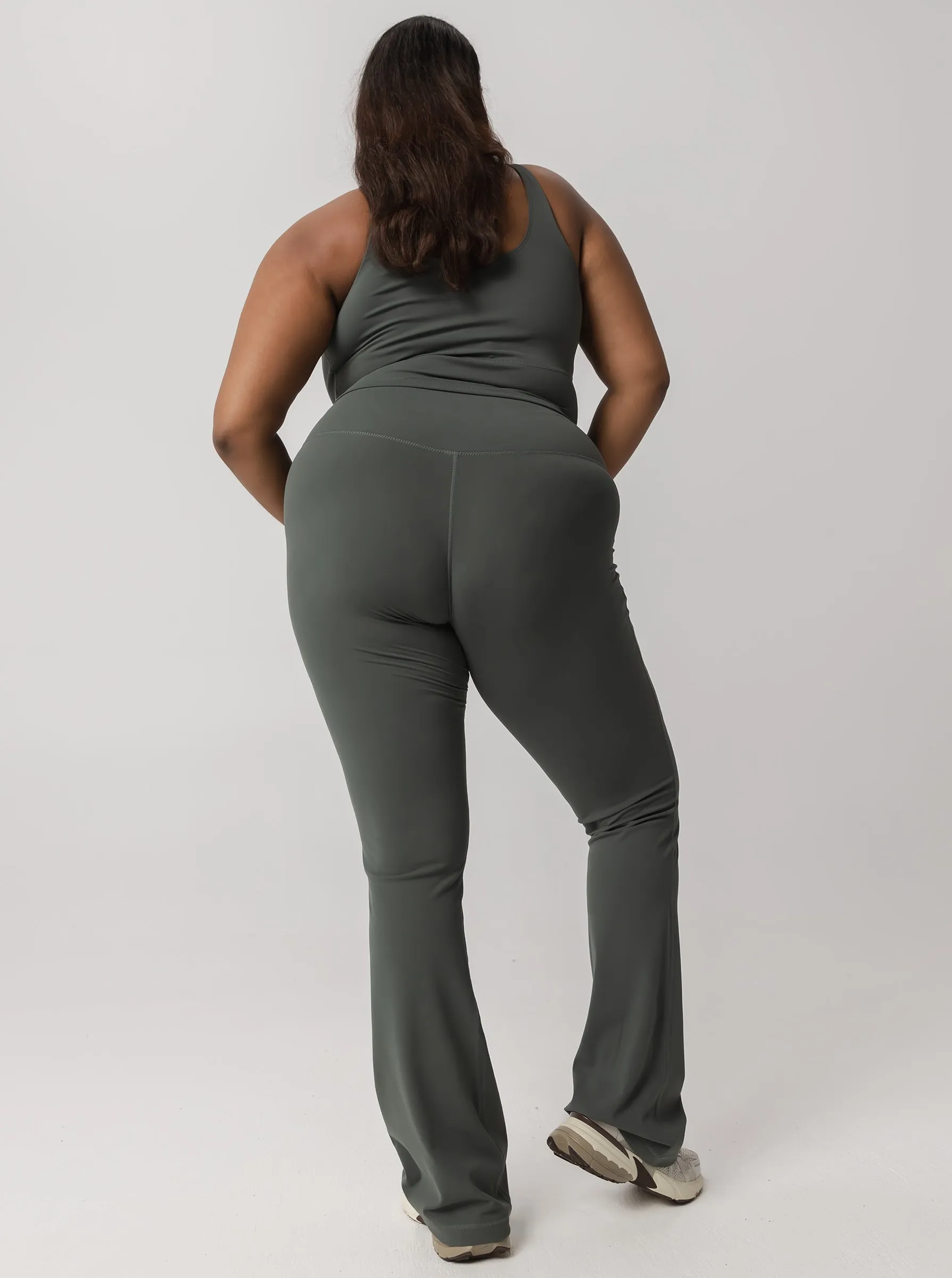 Evening Walk Non See Peached Taylor Flared Tight In Eucalyptus