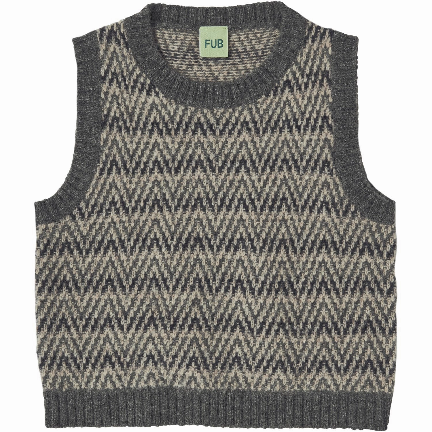 FUB Grey Melange Lambswool Vest Aspect Water Resistant Fabric