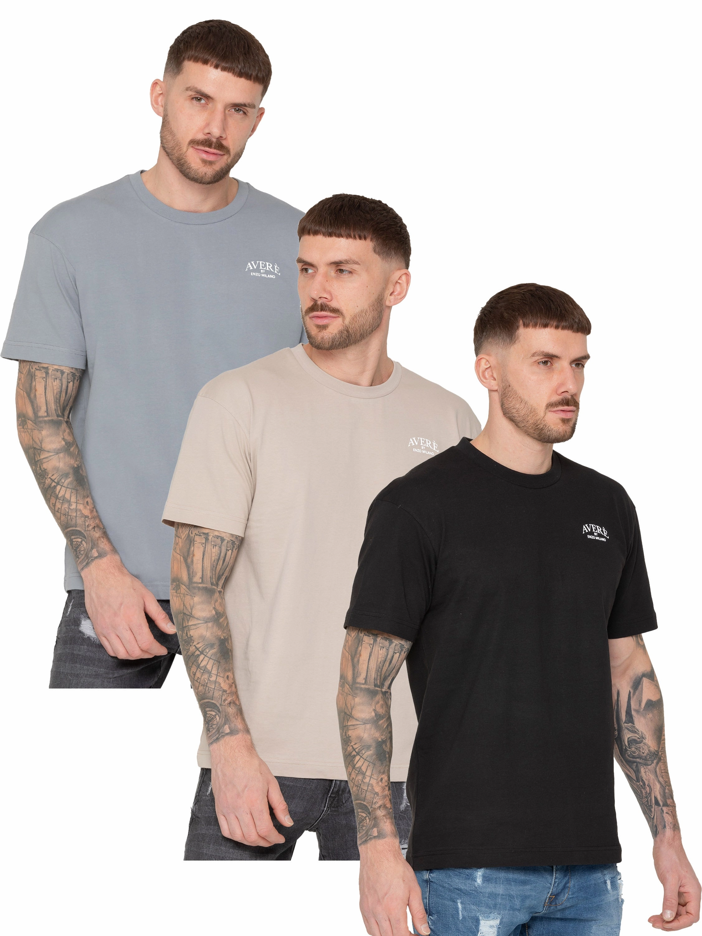 Enzo Milano | Mens Oversized T-Shirt 3 Pack Skinny Fit