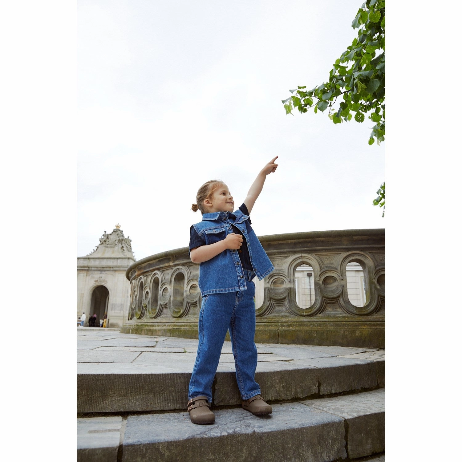 COPENHAGEN COLORS Indigo Blue Washed Organic Boyish Denim Vest Laser Cut Ventilation Holes