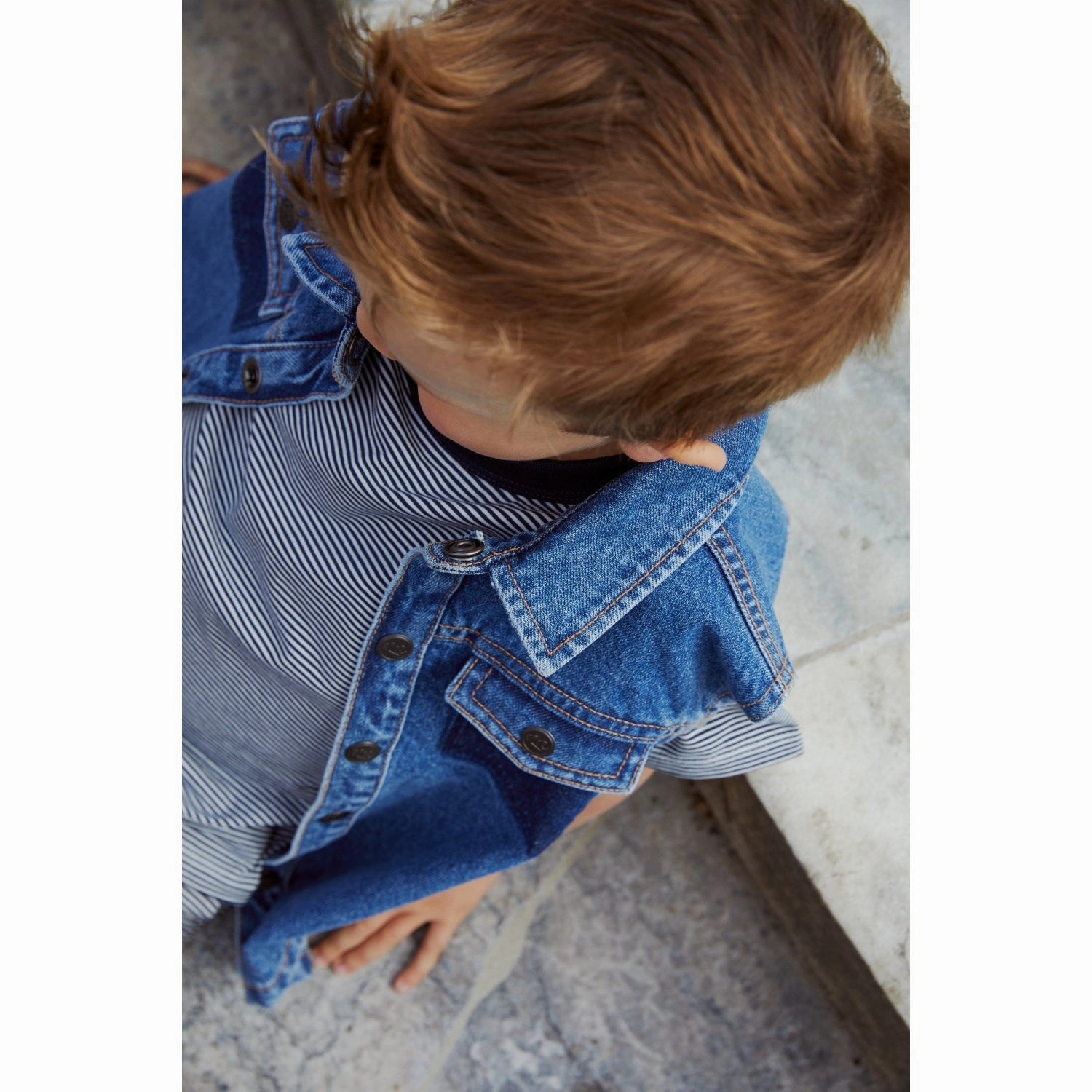 COPENHAGEN COLORS Indigo Blue Washed Organic Boyish Denim Vest Flexible Armholes