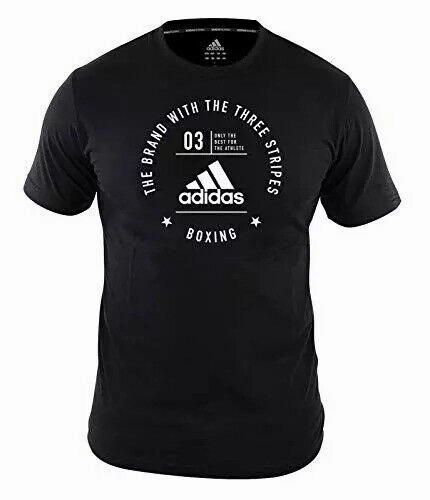 offline shopping adidas Boxing Logo T-Shirt Black White 100% Cotton