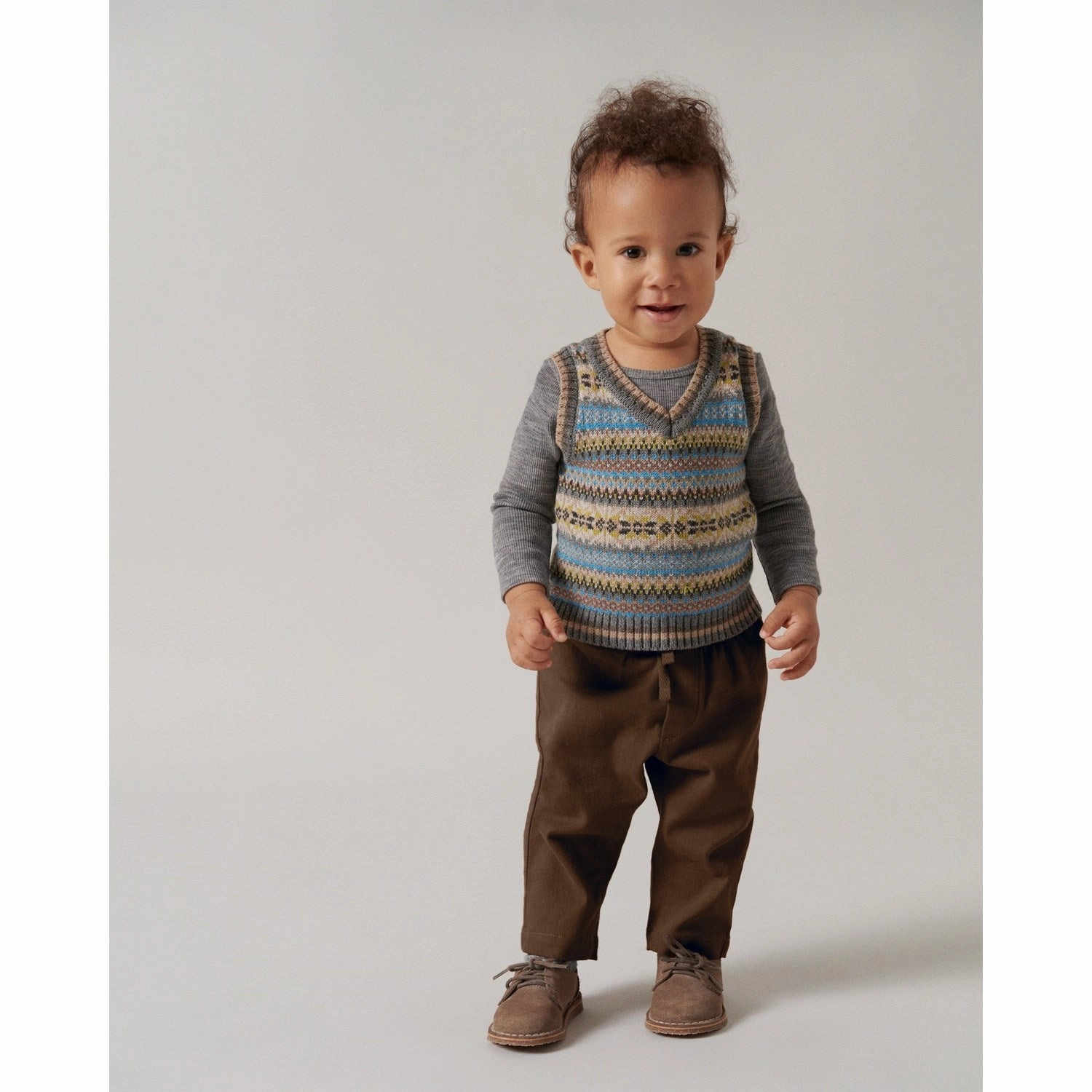 MarMar Light Cotton Wool Fair Isle Taj B Knit Vest Double Layered Design