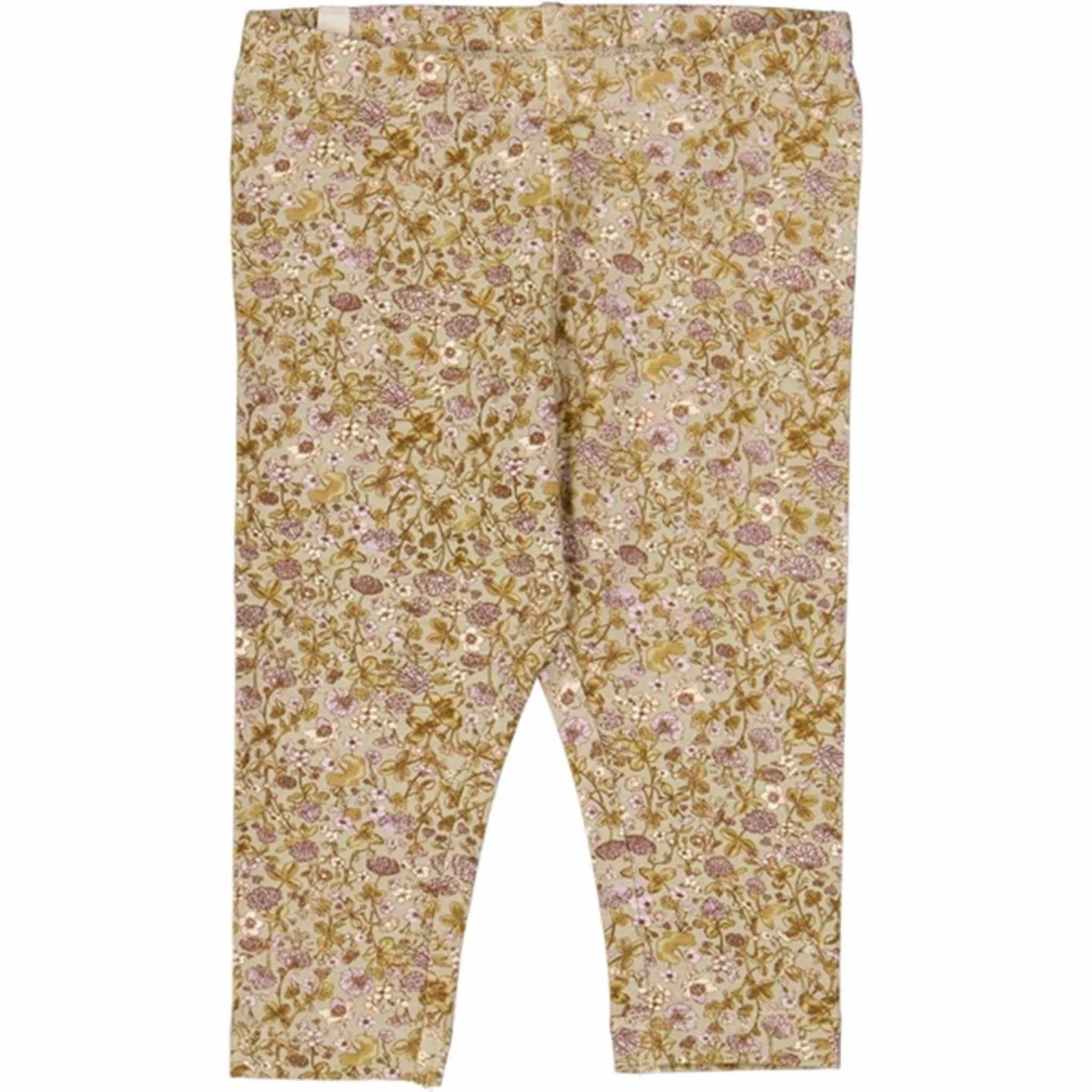 Wheat Fossil Flowers Jersey Leggings Ultimate Comfort Fit Layered Fabric