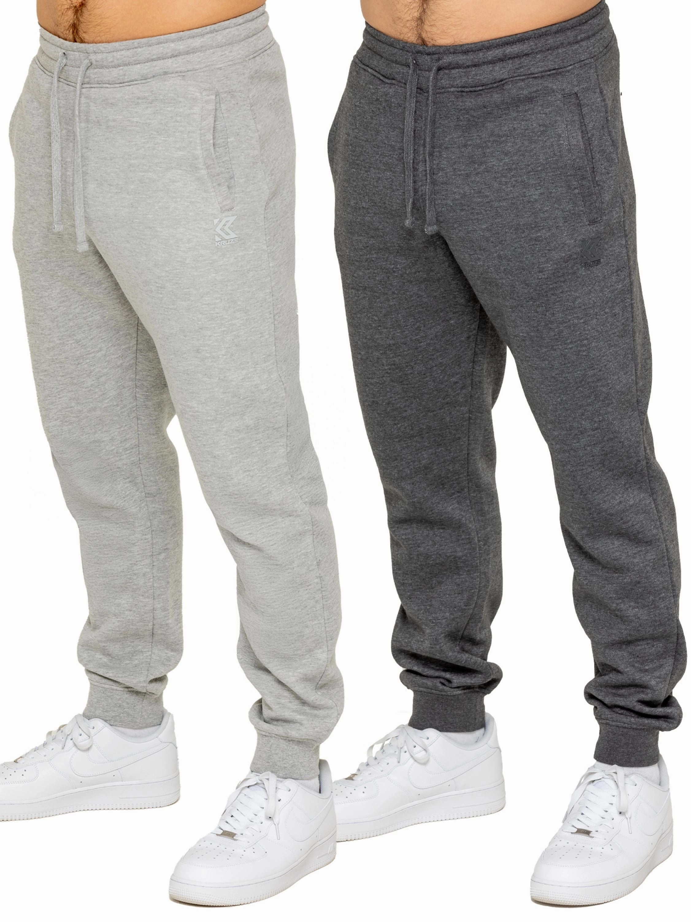 Roll Up Hem Feature Moisture Lock Technology Kruze | Mens Fleece Joggers 2 Pack