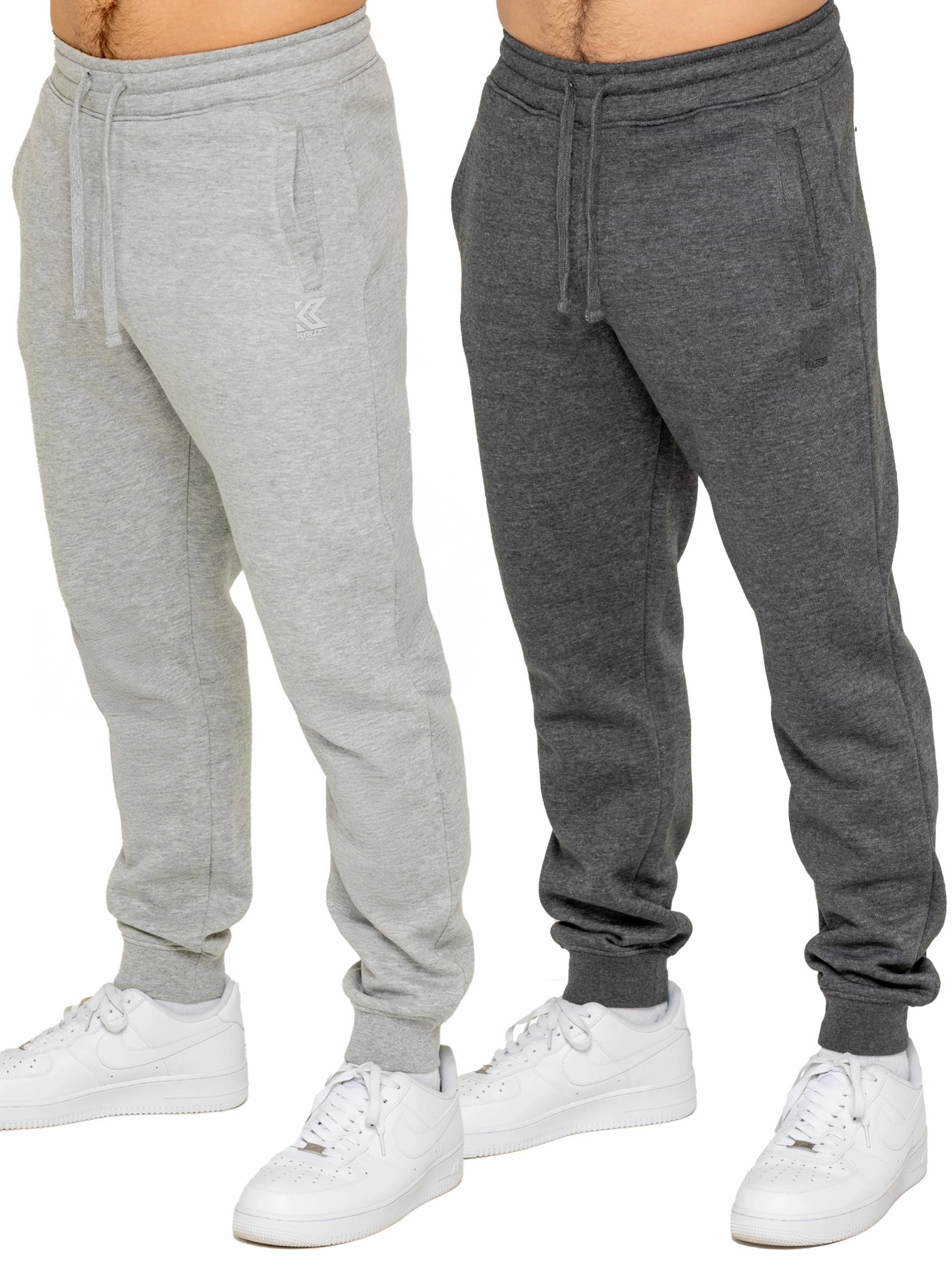 Kruze | Mens Fleece Joggers 2 Pack Training Ready Lightweight Material
