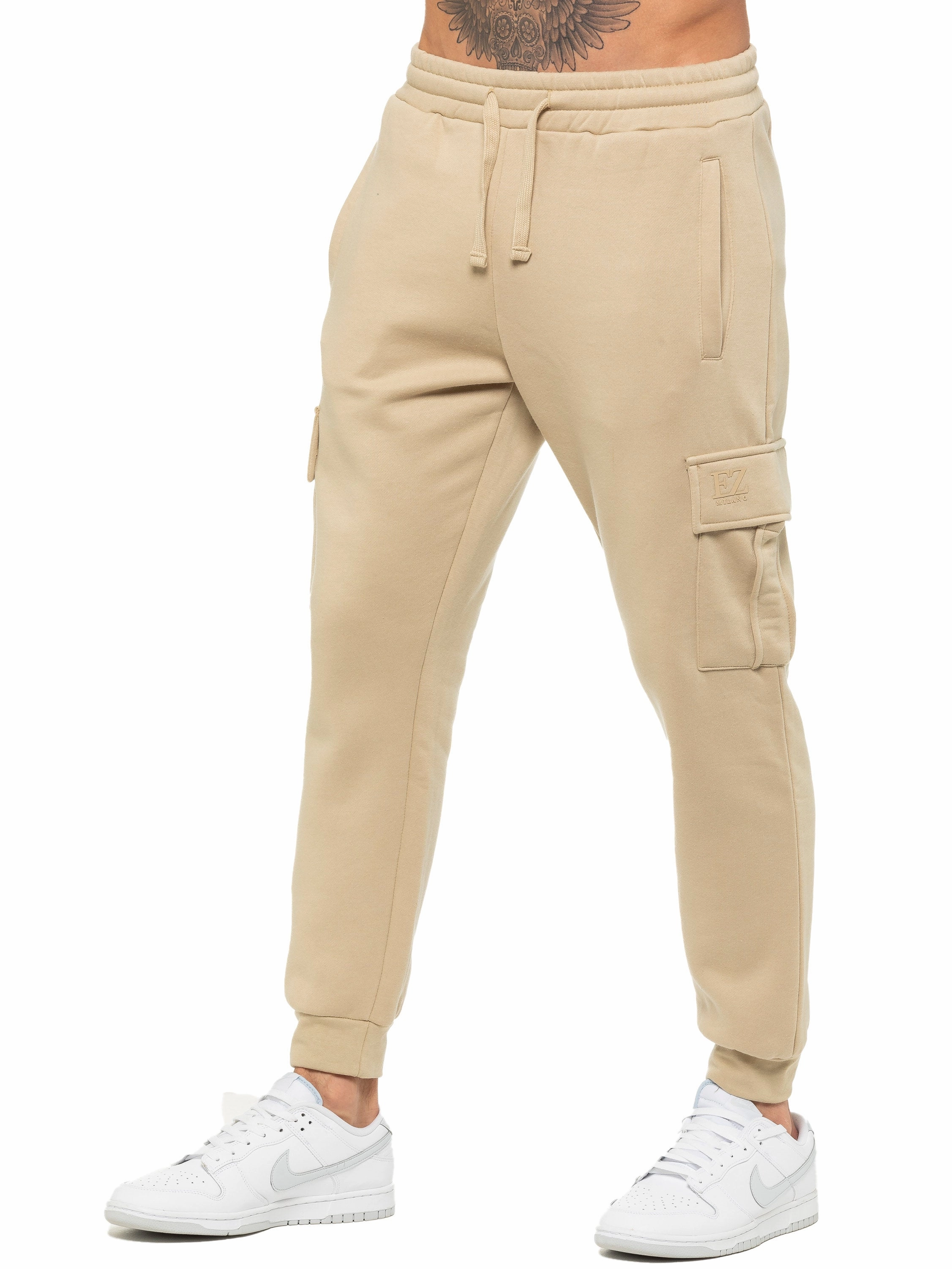 Enzo | Mens Cargo Joggers Soft Inner Lining Crossfit Leggings Capri