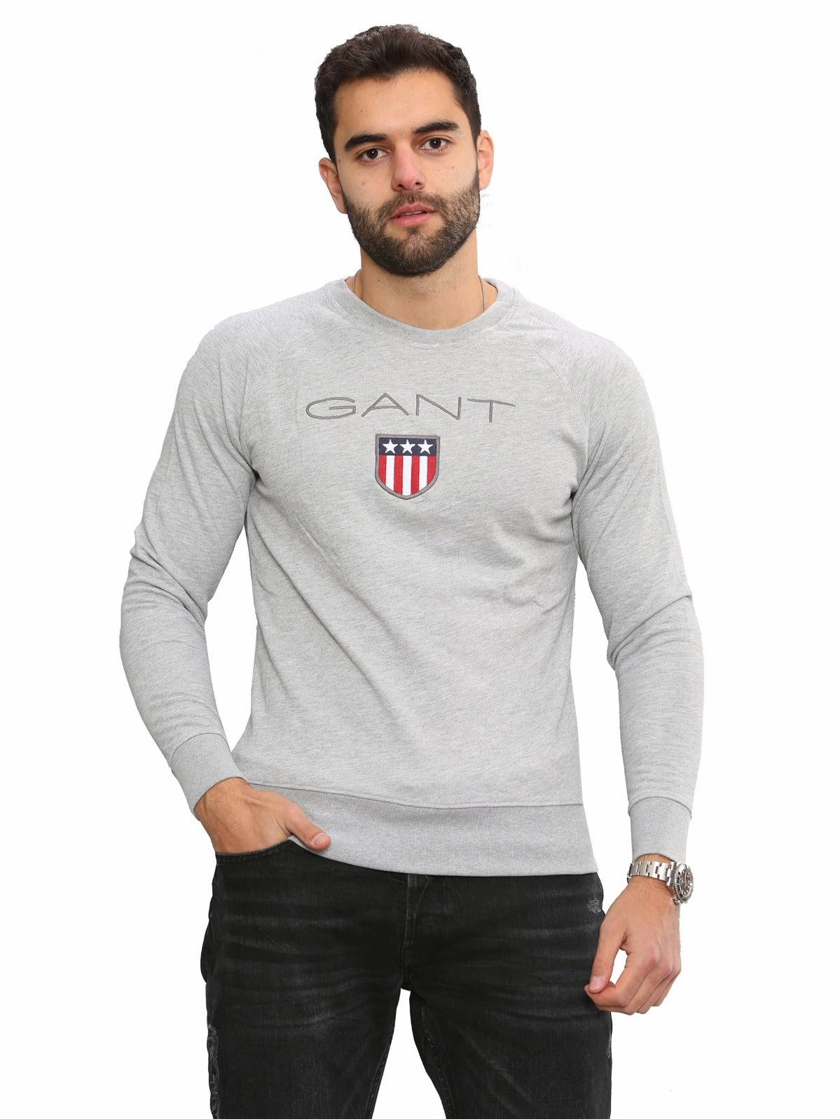 Cozy Layer Odor Control Technology Gant Mens Printed Pullover Shield Sweatshirt