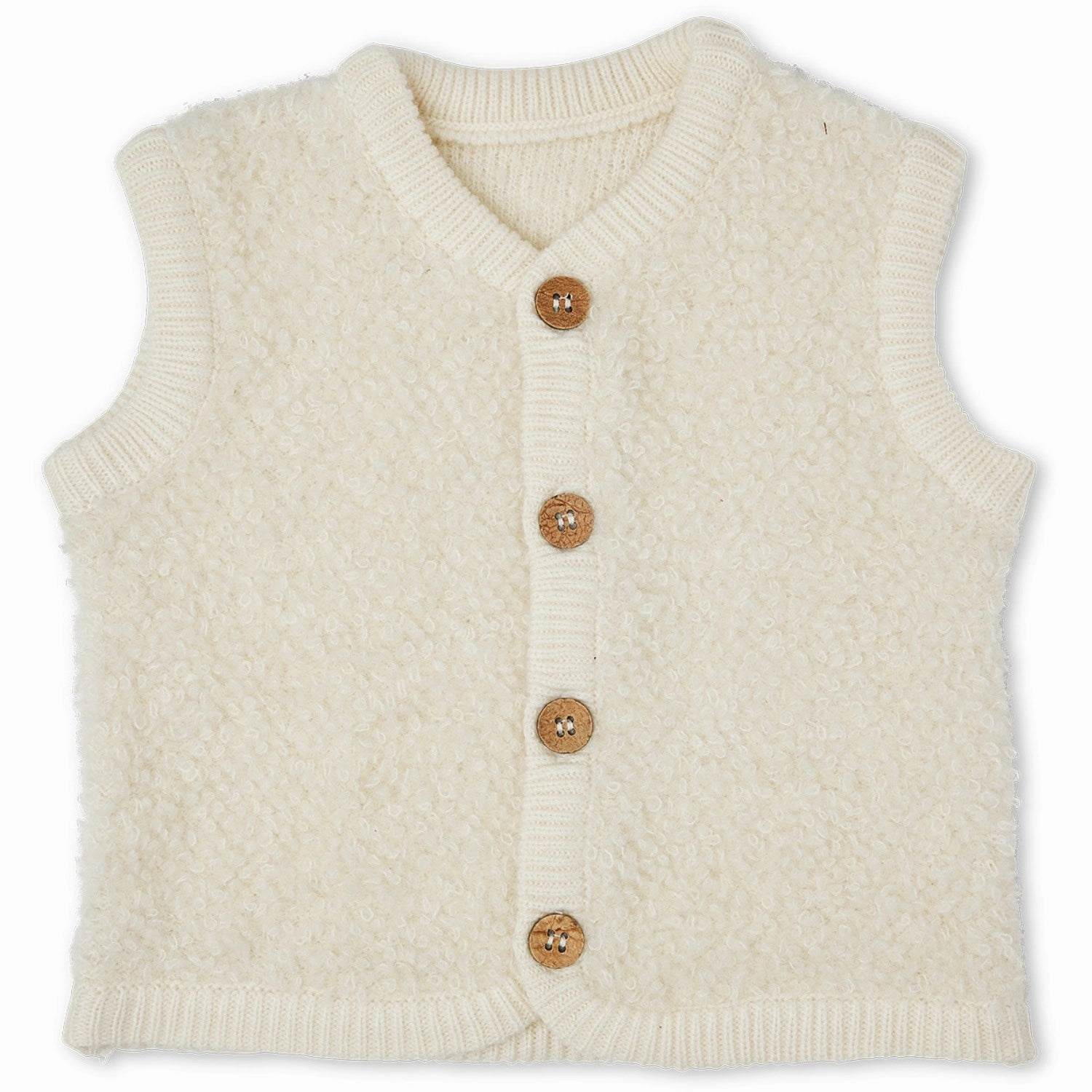 Smallstuff Off White Vest Boucl?? Merino Wool With Buttons colorless suitable for outdoor adventures